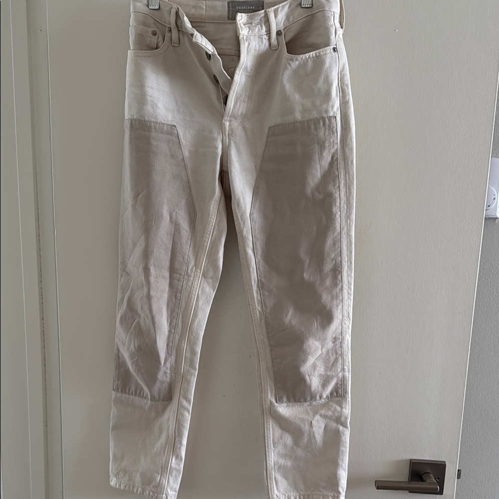 Everlane two toned off white and beige jeans